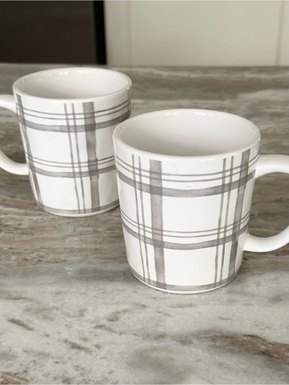 Fall Plaid China Mugs Set of 2